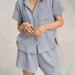 Color-Summer Cotton Linen French Simplicity Sports Shirt Shorts Double Layer Gauze Pajamas Women Homewear-Fancey Boutique