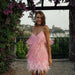 Color-Tassel Sequ Feather Stitching Dress-Fancey Boutique