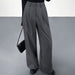 Color-Gray-Fall Women Wear Office High Waist in Gray Wide Leg Pants Women Draping Effect Work Pant-Fancey Boutique