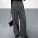 Color-Fall Women Wear Office High Waist in Gray Wide Leg Pants Women Draping Effect Work Pant-Fancey Boutique