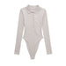 Color-Light Gray-Winter Women 'S Casual Polo Shirt Collar Slim Bodysuits-Fancey Boutique