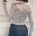 Color-Sexy Sexy See through Chic Steel Ring Boning Corset Slim Fit Tied round Neck Long Sleeve Hollow Out Cutout out Top-Fancey Boutique