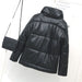 Color-Winter Women Faux Leather Coat Single-Breasted Stand Collar Short Leather Coat Slim Jacket-Fancey Boutique