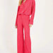 Color-Watermelon Red-Spring Summer Solid Color Texture Loose Slimming Pleated Casual Suit textured-Fancey Boutique