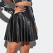 Color-Pleated Skirt Women Sexy Skirt Faux Leather Skirt Night Club-Fancey Boutique