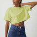 Color-Sexy Short Sleeved T shirt Women Summer Pure Cotton Solid Color Short Cropped round Neck Sports Top-Fancey Boutique