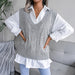 Color-Autumn Winter Cutout Twist V neck Knitted Vest Sweater Women Clothing-Fancey Boutique