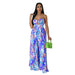 Color-Blue-Women Summer Sexy Backless Print Wide Leg Jumpsuit Women-Fancey Boutique