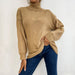 Color-Women Wear Turtleneck Solid Color Long Sleeve Twist Mid Length Sweater-Fancey Boutique