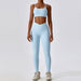 Color-'-1 Bra Trousers Sky Blue-Thread Abdominal Shaping High Waist Beauty Back Yoga Suit Quick Drying Push up Hip Raise Skinny Workout Exercise Outfit-Fancey Boutique