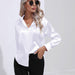 Color-White-Satin Shirt Women Satin Artificial Silk Long Sleeve Shirt Spring Summer Women Clothing-Fancey Boutique