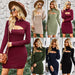 Color-Cutout Knitted Dress Autumn Winter Hip Women Clothing-Fancey Boutique