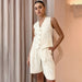 Color-Ivory-Beige Cotton Linen Sleeveless Vest Waistcoat Suit Summer Loose Breathable Women Clothing Two Piece Suit-Fancey Boutique