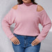 Color-Plus Size Women Clothes Autumn Winter Texture Knitted Long Sleeve Half Turtleneck Off Shoulder T Shirt Top-Fancey Boutique