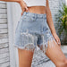 Color-Summer Washed Diamond Beaded Denim Shorts Tassel Pants-Fancey Boutique