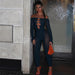 Color-Fall Wome Clothing Sexy Mesh Jacquard Hollow Out Cutout High Waist Trousers No Long Tight Jumpsuit-Fancey Boutique
