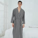 Color-Gray Waffle (Unisex)-Sauna Clothes Women Thin Robe Long Couple Home Wear Hotel Bathrobe-Fancey Boutique