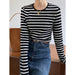 Color-Spring Striped Long Sleeved shirt Women Slim Fit Slimming Inner Bottoming Shirt Top-Fancey Boutique