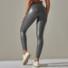 Color-Gray-Faux Leather Pants High Elastic Sexy Solid Color Bright Black Tight Trousers Running Fitness Yoga Pants-Fancey Boutique