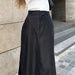 Color-Black Cotton Silk Women Clothing Autumn Split High Waist Office Drape Skirt Skirt-Fancey Boutique