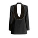 Color-Black-Fall Sexy Backless Diamond Design with Diamond Loose Profile Slimming Blazer Women-Fancey Boutique