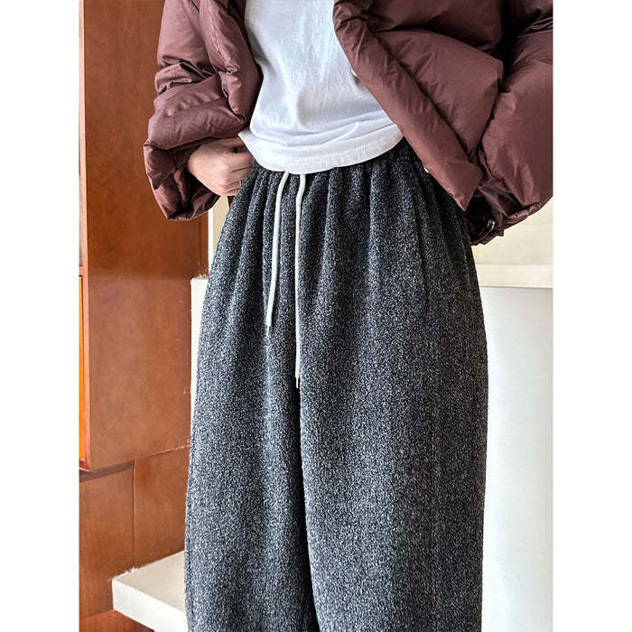 Color-Autumn Winter Woolen Woolen Casual Pants Sweatpants Women Autumn Winter Thickening Lamb Wool Ankle Banded Pants-Fancey Boutique