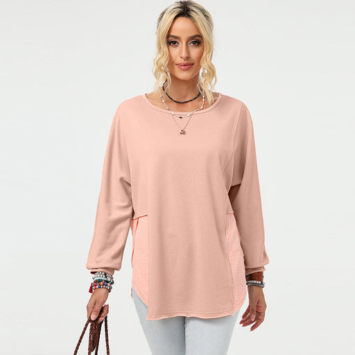 Color-Fall Solid Color Loose Sweater Women Casual Frayed Asymmetric Long Sleeved Top for Women-Fancey Boutique