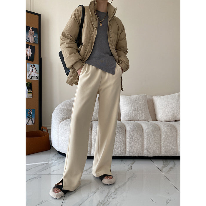 Color-Wide Leg Pants Mopping Split Autumn Winter-Fancey Boutique