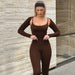 Color-Women Clothing Autumn Slim Fit High Elastic Sling Jumpsuit Long Sleeve Shawl Suit-Fancey Boutique