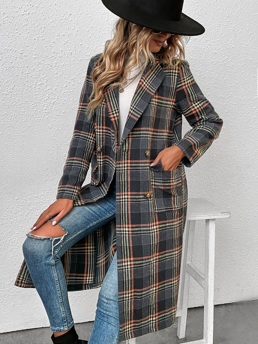 Color-Fall Winter Casual Women Clothing Trendy Single Breasted Plaid Wool Coat-Fancey Boutique