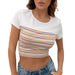 Color-Summer Slim Fit Cropped Ultra Short Sexy round Neck Short Sleeve T-shirt Casual Top for Women-Fancey Boutique