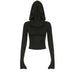 Color-Black-Solid Color Two Way Wear Swing Collar off Shoulder Stretch Top Elegant Agent Hooded Long T shirt-Fancey Boutique