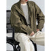 Color-Autumn Retro Stand Collar Drawstring Cargo Jacket Coat Loose Zip Women Gore Tex Jacket-Fancey Boutique