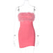 Color-Pink-Summer Sexy Backless Sheath Dress Elegant Furry Tube Top Dress for Women-Fancey Boutique