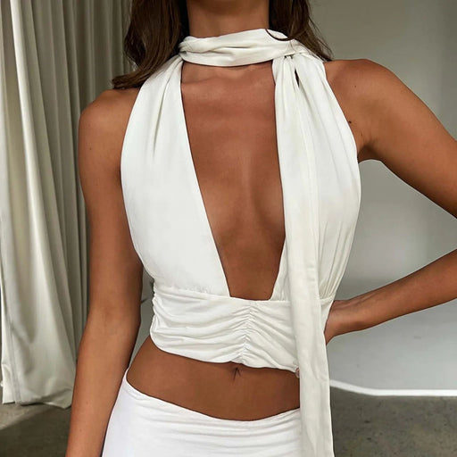 Color-Women Clothing Summer Sexy Multiple Wear Halter Strap Sexy Clothes Women Short Top-Fancey Boutique