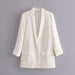 Color-White-Women Clothing Early Spring One Button Cuff Curling Loose Blazer Women-Fancey Boutique