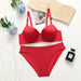Color-Red-Underwear Panties Set Breathable Soft Medium Thick Cotton Cup Bra With Steel Ring-Fancey Boutique