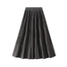 Color-Mid Length Pleated Draping Skirt for Women Autumn Winter A line High Waist Skirt-Fancey Boutique