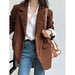 Color-Retro Heavy Industry Metal Buckle Corduroy Blazer Women Korean Loose High Grade Blazer-Fancey Boutique