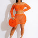 Color-Orange-Women Clothing Summer Knitting Hollow Out Strap Beach Suit Skirt Outfit-Fancey Boutique