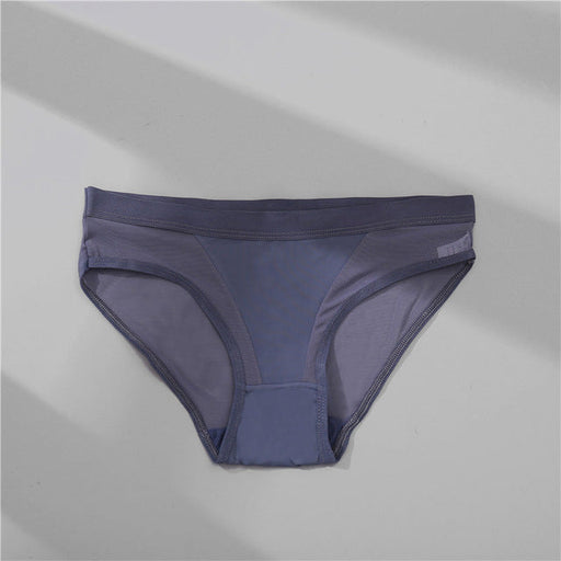 Color-Gray-Women Briefs Low Waist Mesh Solid Color Briefs Cotton Crotch Panties-Fancey Boutique