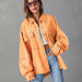 Color-Orange-Casual Denim Jacket Autumn Washed Solid Color Mid Length Jacket-Fancey Boutique