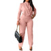 Color-Pink-Spring Summer Outfit Solid Color round Neck Casual Top Slim Trousers Elegant Set-Fancey Boutique