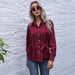 Color-Solid Color Polo Collar Slim Fit Casual Cardigan Design Lace Up Shirt Autumn-Fancey Boutique