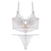 Color-White1-Eyelash Lace Underwear Women Big Chest Small Push up Nipple Coverage Sexy Bra Set-Fancey Boutique