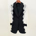 Color-Black-Quality Star Slim Fit One Button Contrast Color Lace Stitching Blazer-Fancey Boutique