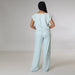 Color-Summer Suit Solid Color Cotton Linen Small Shirt Elastic High Waist Wide Leg Pants Casual Two Piece Suit-Fancey Boutique