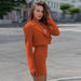 Color-Orange-Women Clothing Autumn Casual Short Small Suit Slim Skirt Set-Fancey Boutique