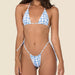 Color-Blue Plaid-New Swimsuit Multi-Color Printed Bikini Sexy Drawstring Triangle Swimsuit Women-Fancey Boutique