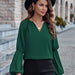 Color-Women Clothing Solid Color V neck Loose Casual Autumn Winter Women Top-Fancey Boutique